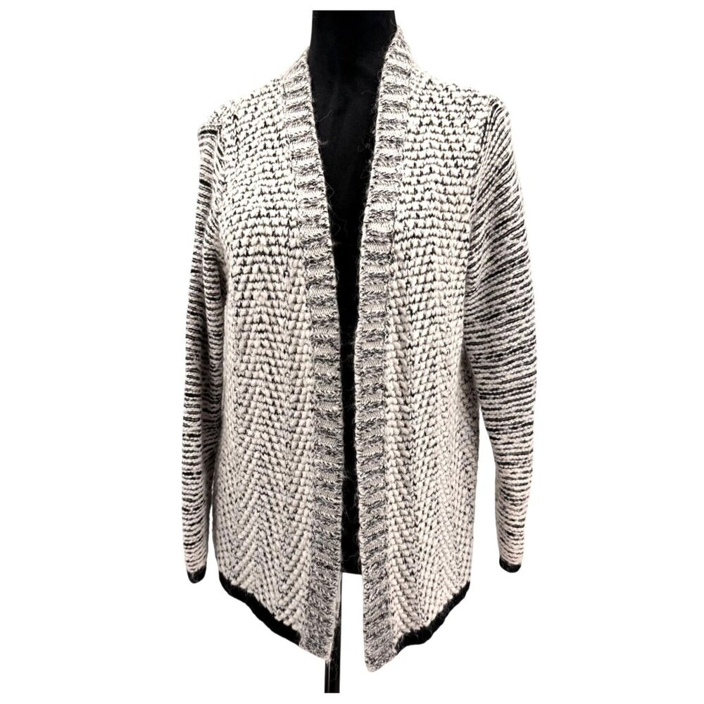 Coldwater Creek Cardigan Sweater Womens 1X SOFT Open Knit Chevron Alpaca‎ Blend